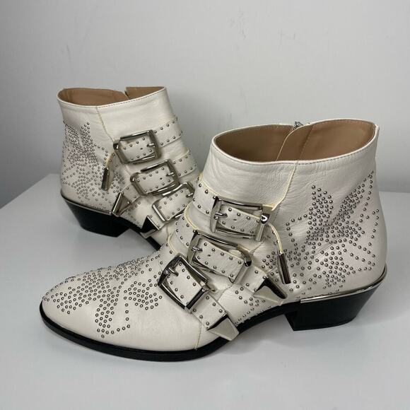 Chloe Suzanna Cloudy White Ankle Booties 36.5 - Picture 1 of 8